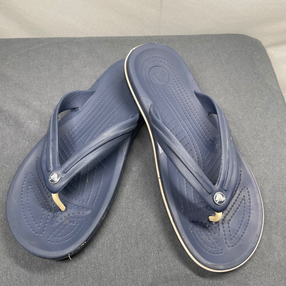 Crocs Women 10 Men 8 Flip Flops Navy Blue Croslite Foam Sporty Sandals